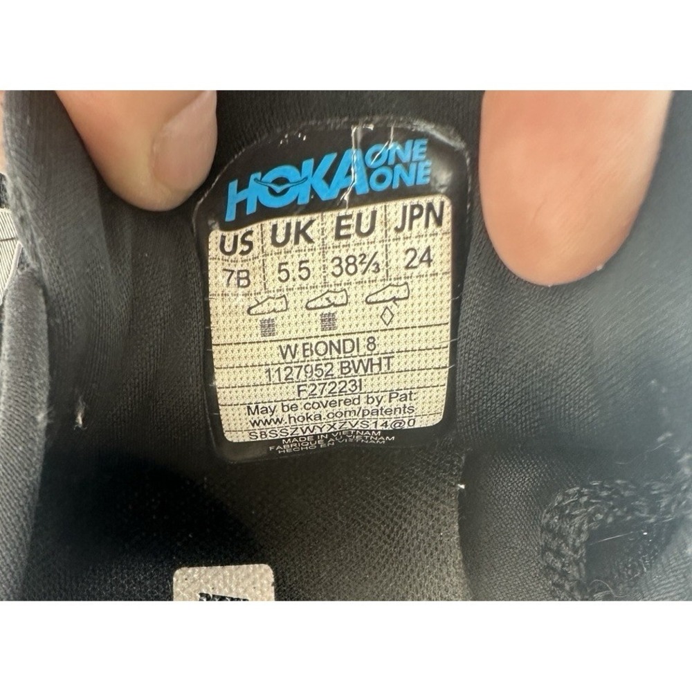 Hoka Bondi 8 Running Shoes Women's 7B Black White Maximalist Cushion *READ* - Picture 3 of 10